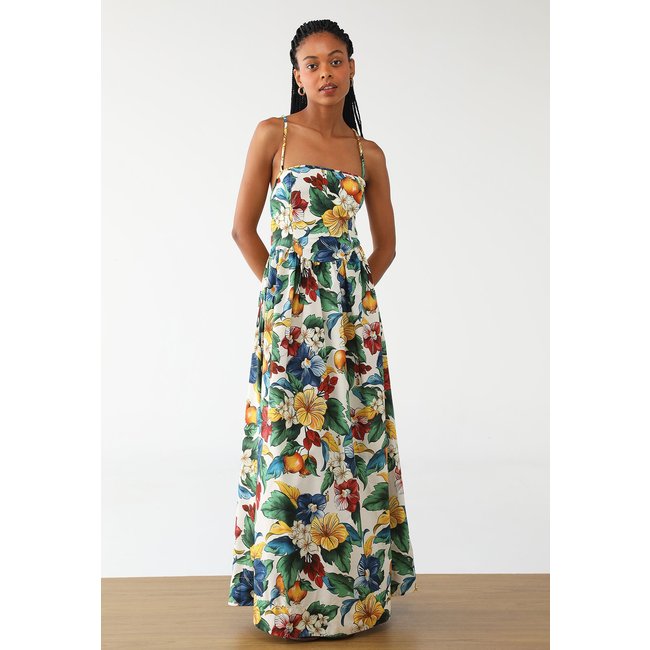 Vestido FARM Longo Tropicalzinho Branco