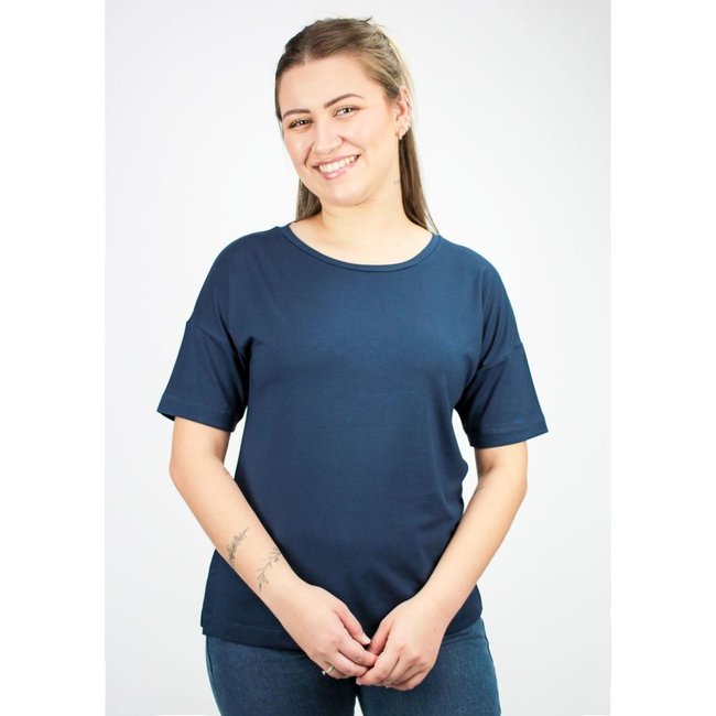 Blusa Pau a Pique Manga Curta Básica Azul Marinho MARINHO - P Pau a Pique