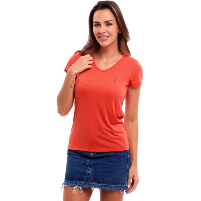 Camiseta Feminina Básica Gola V Viscose Dry Manga Curta