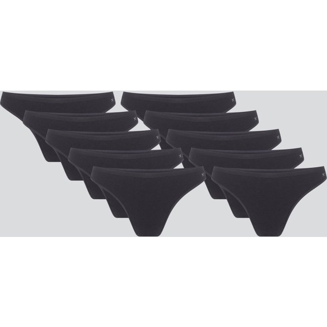 Kit Com 10 Calcinhas Básicas Tanga Em Algodão Com Elastano Hering
