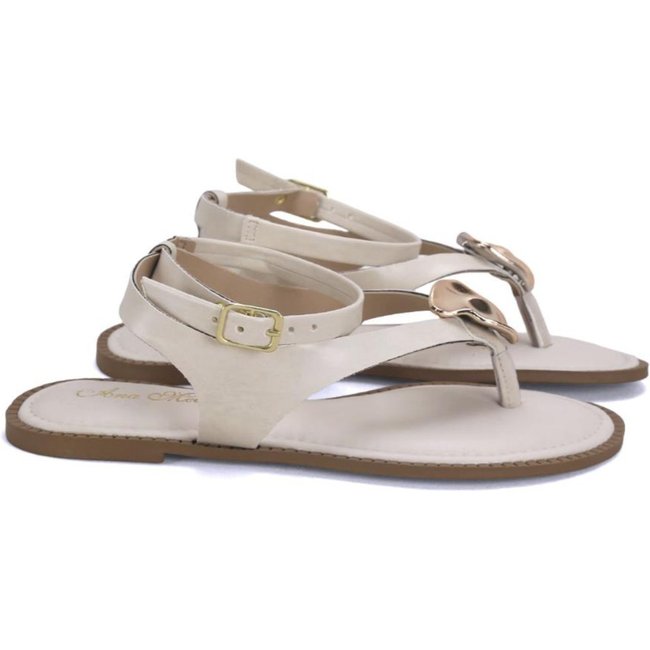 Rasteira de dedo com metal ouro off white Incolor