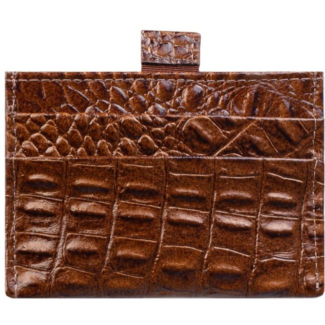 Porta cartões de couro croco Ianna 8x10cm - Whisky