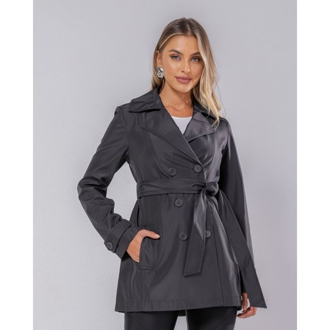 Trench Coat Transpassado Preto