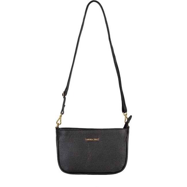 Bolsa tiracolo pequena de couro liso Iria - Preto