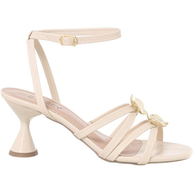 Sandália Feminino Stessy Salto Taça Médio 7cm Orgânico Casual Confortável Off White