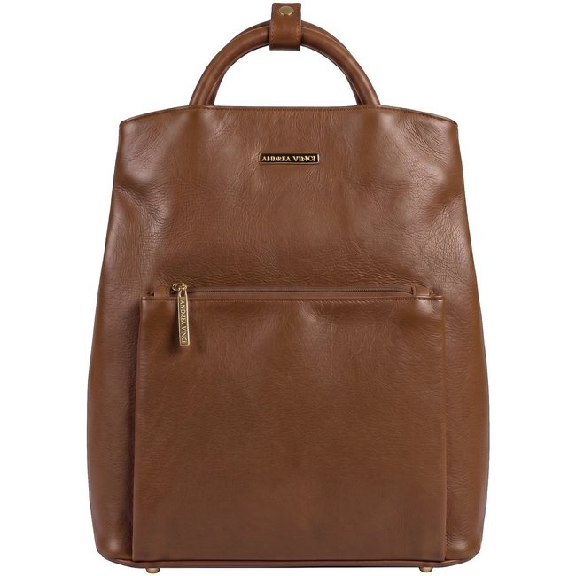 Mochila bolsa slim couro liso antifurto Lavínia - Whisky