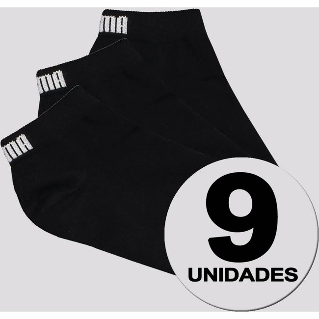 Kit Meia Puma Sapatilha 9 Pares Cano Curto Feminina Preta