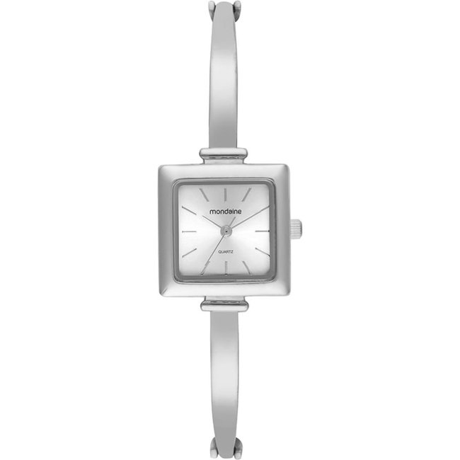 Relógio Feminino Quadrado Bracelete Prata Mondaine