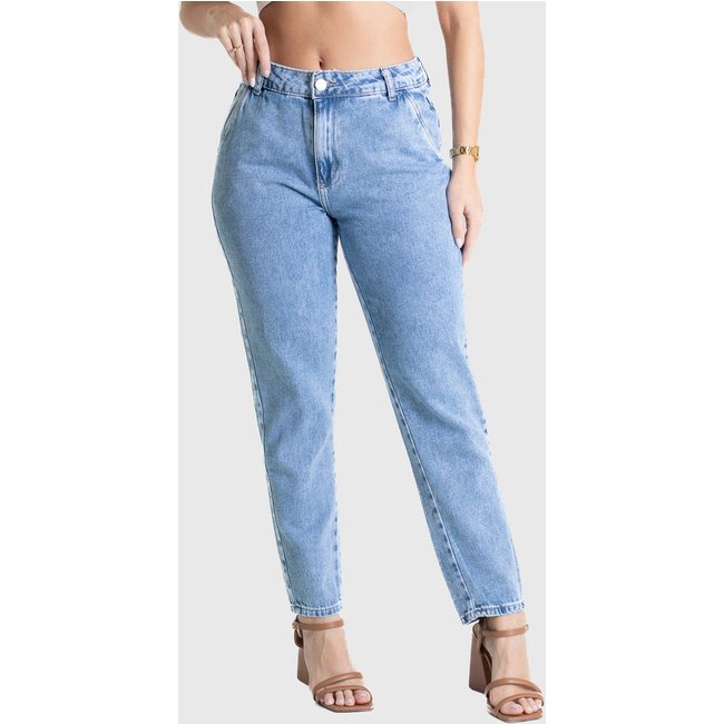 Calça Jeans Feminina Sawary Reta Azul