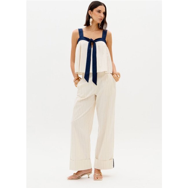 Calça Full Length Cintura Alta Com Bolsos Lança Perfume