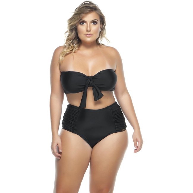 Sutiã Plus Size Faixa, Alças Removíveis, Bojo, Preto - Preto