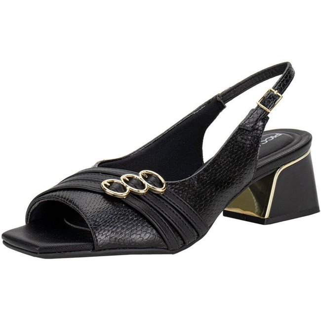 Peep Toe Feminina Salto Grosso Piccadilly 543093 0083093 Preto