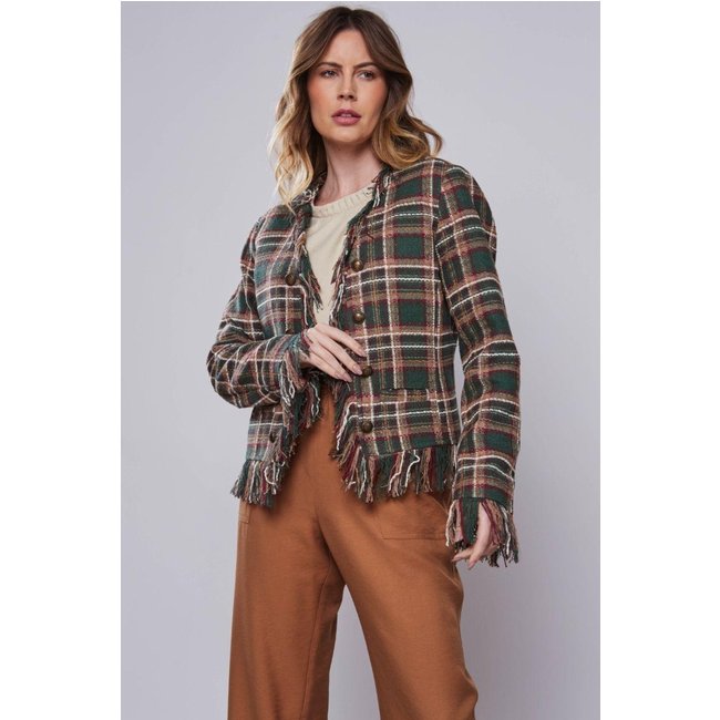 Blazer Rubinella De Franjas Tweed Yafa Musgo