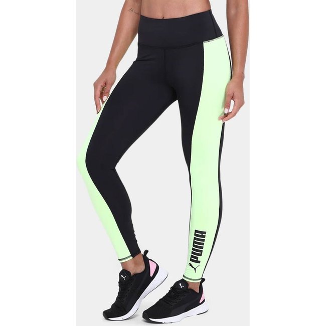 Calça Legging Puma Fit Eversculpt Color Block Feminina Preto e Verde