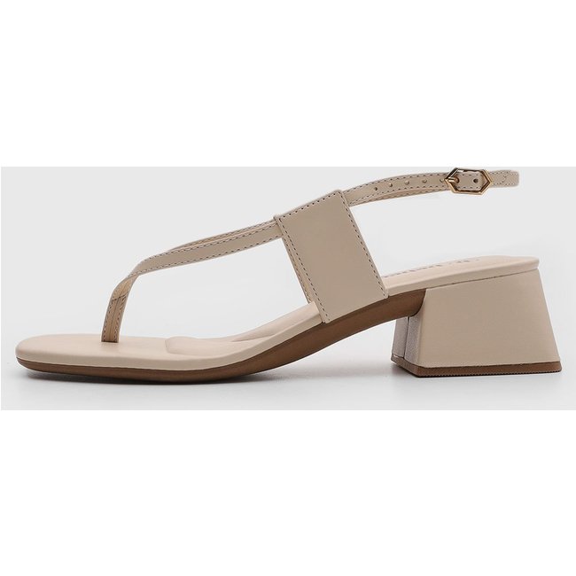 Sandália Feminina cê Salto Bloco Baixo Off-White