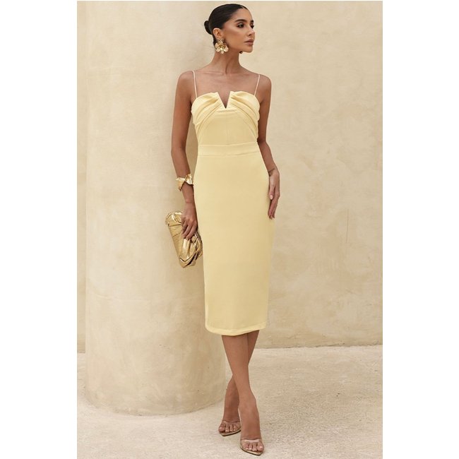 Vestido Juliana Tubinho Com Pregas Frente Amarelo