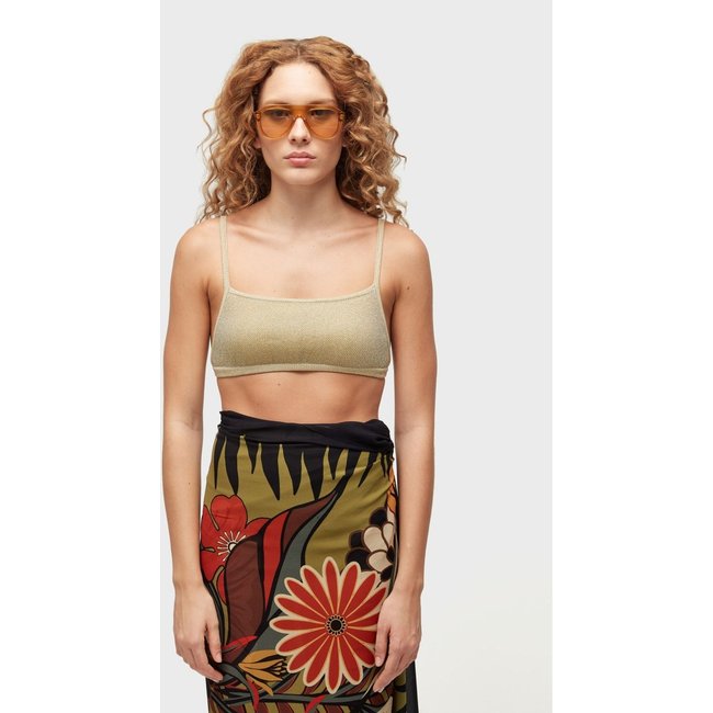 Top praia tricot decote reto lurex OSKLEN