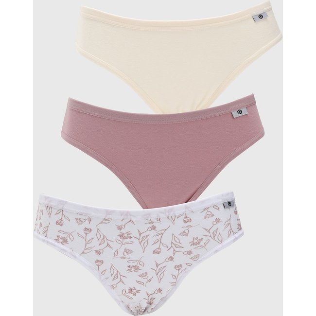 Kit 3pçs Calcinha DelRio Tanga Lisa Off-White