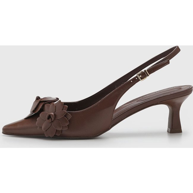 Scarpin Feminino Loucos e Santos Slingback Flor Marrom