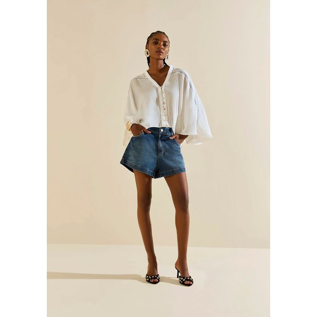 Shorts Morena Rosa Amplo Alta Azul