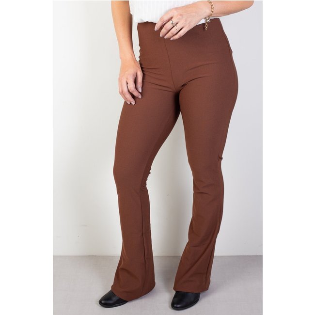 Calça Fluffy flare cintura alta feminina 80020 - Marrom