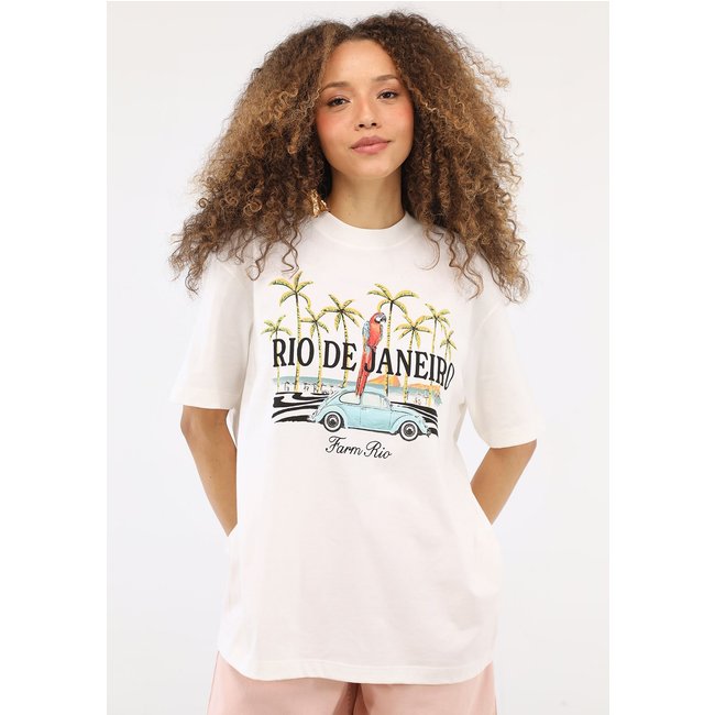 Camiseta Feminina FARM Estampa Rio de Janeiro Off-White