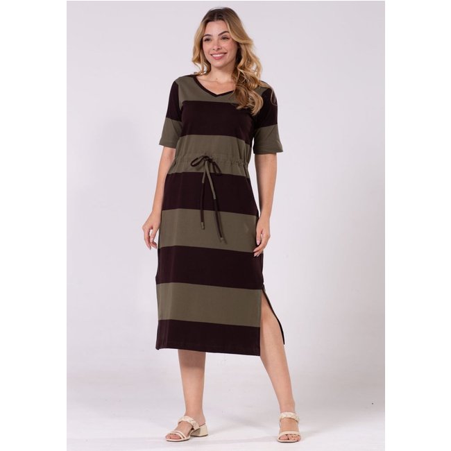Vestido Midi Pau a Pique Listrado Verde VERDE - M Pau a Pique