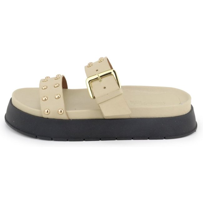 Sandália Papete Flatform Feminina Conforto em Couro Cravo Maria Paula Chapanhe