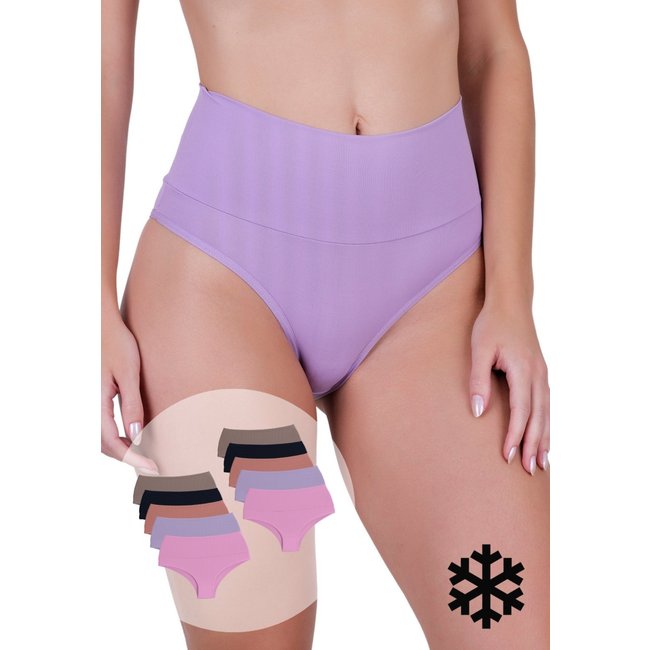 Kit 10 Calcinhas Femininas Microfibra Rubi Cós Alto Duplo Compressão Leve Concept Lingerie