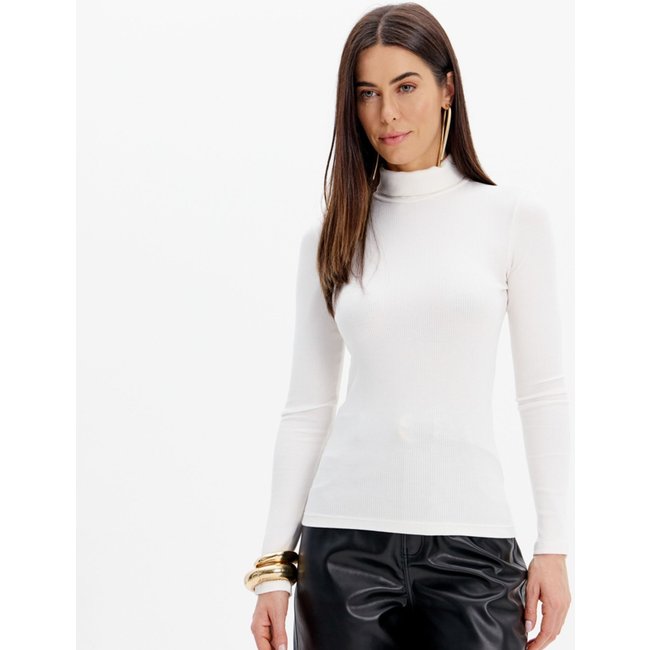 Blusa Canelada Lança Perfume Gola Ou25 Off White Feminino
