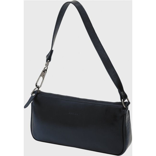Bolsa Shoulder Couro Mariart Cacau Preta Metalizada