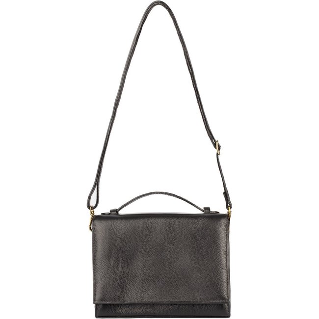 Bolsa pequena transversal de couro liso Deise - Preto