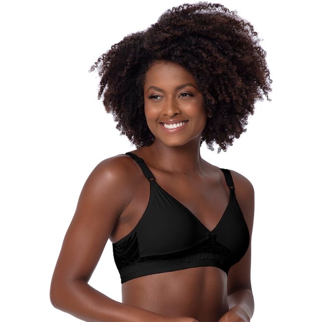 Sutiã Reforçado Gabi Lingerie Soutien Sem Bojo Microfibra Poliamida Rendado Preto