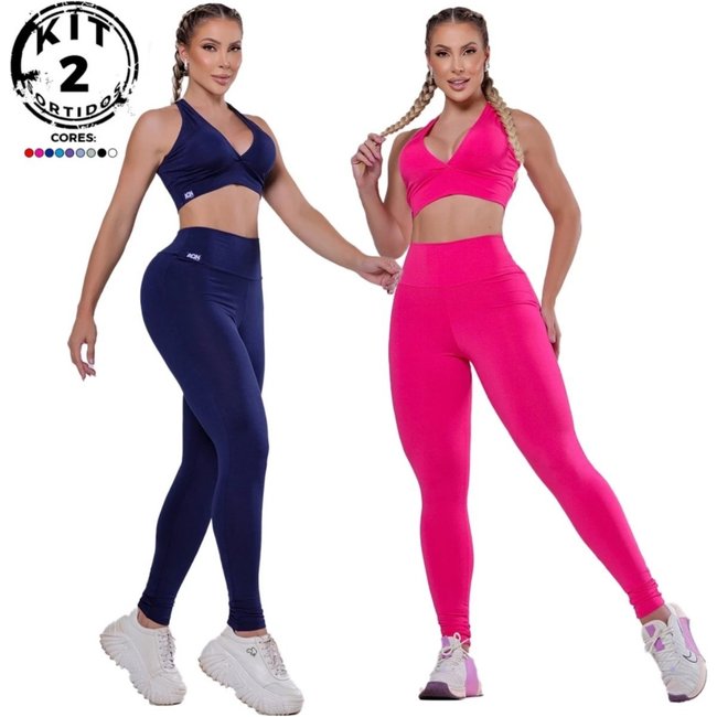 Kit 2 Conjuntos Fitness Feminino Basic II (Cores sortidas)
