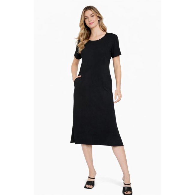 Vestido Maria Paes Midi de Manga Preto