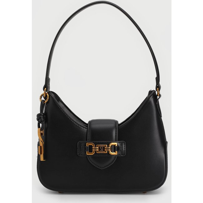 Bolsa Tiracolo Santa Lolla Logo Metalizado Preta