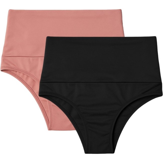Kit 2 Cintas Alta Suplex Compressão Cós Duplo Feminina Pós-Parto Não Enrola 15 cm Preto