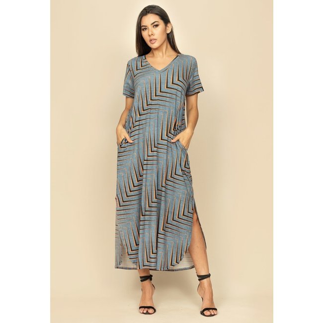 Vestido Midi Abapã Malha com Bolso Estampa Murici