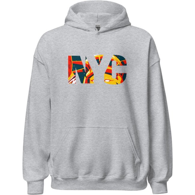 Moletom Flanelado Feminino Blusa Mooboo de Frio Fechado Urbania Moleton Cinza mescla estampa Nyc new york city colorido