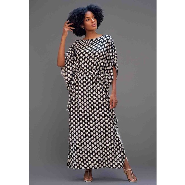 Vestido Kaftan Viscose Longo Estampa Encanto das Margaridas