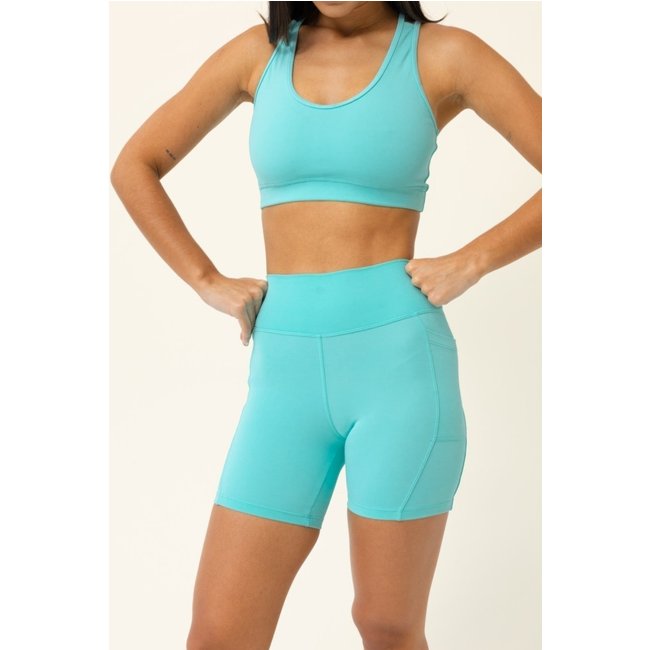 Top Fitness Costas Trançadas Azul Piscina