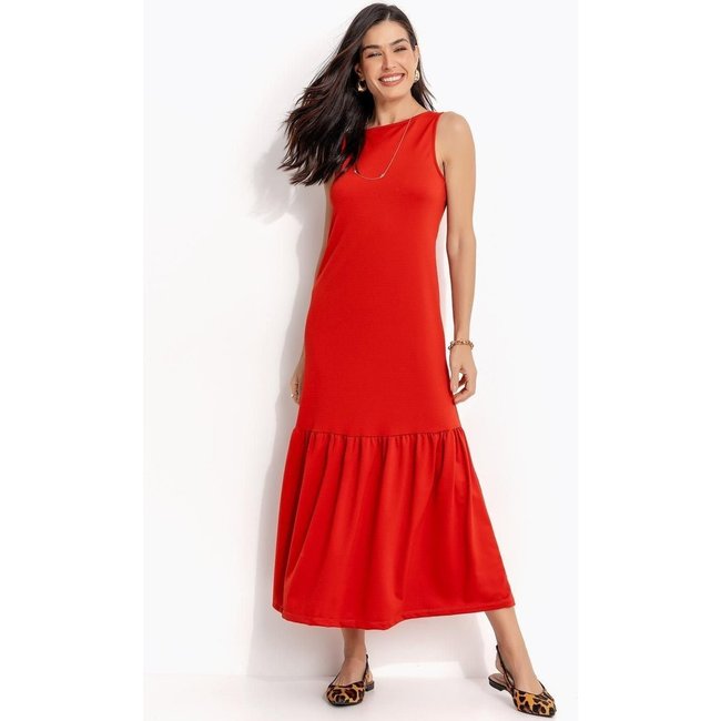 Vestido Em Malha Crepe Quintess Telha
