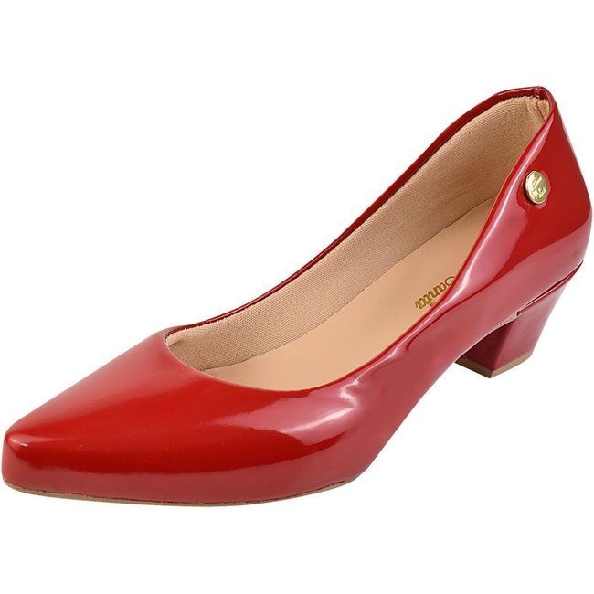 Scarpin Donna Santa Bico Fino Salto Baixo Vermelho
