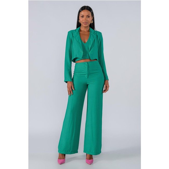 Blazer curto viscose um botao Verde