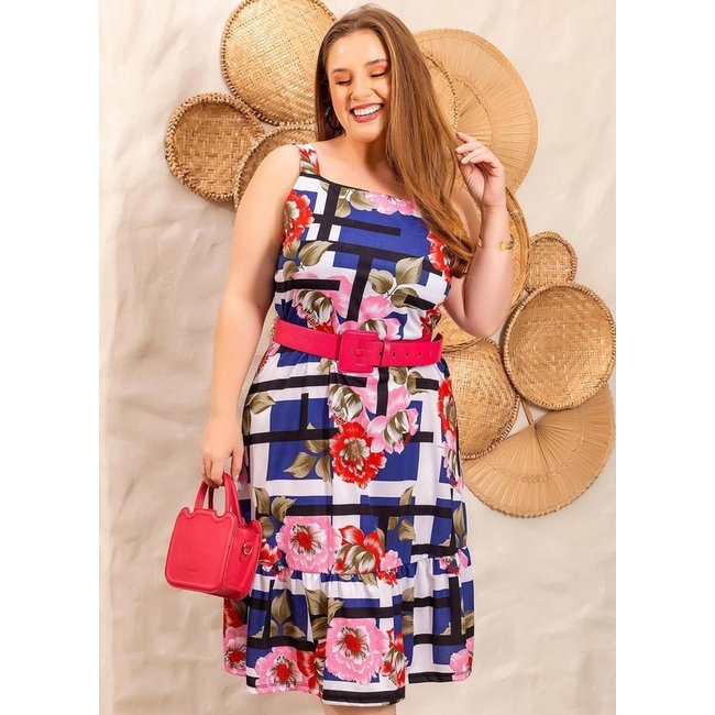Vestido Em Malha Floral Geométrico Marguerite