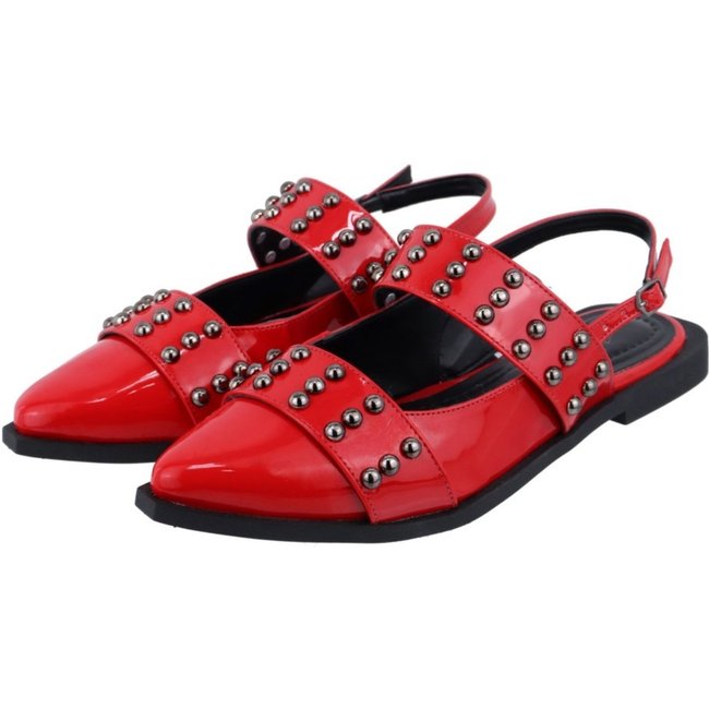Sapatilha Slingback Rasteira Feminina Em Napa Verniz Ferrari 184202 Vermelho