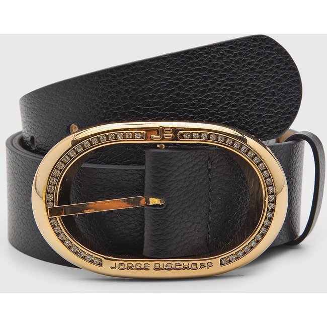 Cinto Jorge Bischoff Fivela Com Logo Preto