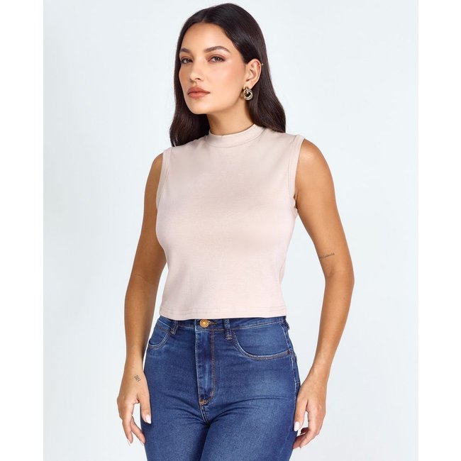 Regata Feminina Gola Alta Premium 90295 Bege Consciência