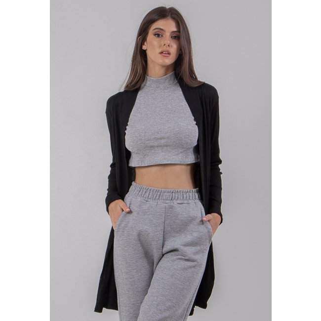 Quimono Rioutlet Canelado Preto