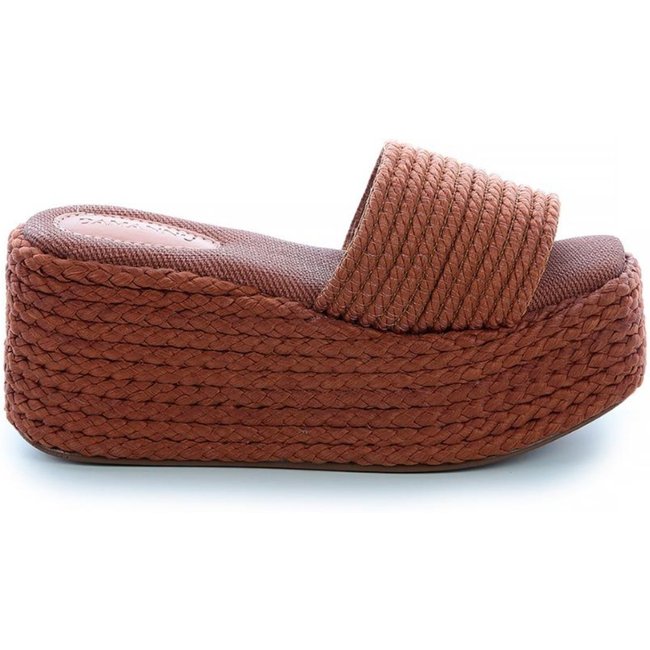 Sandália Flat Plataforma Cordas Jully Caramelo Caramelo